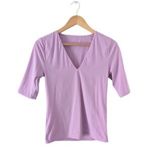 WHBM FORME V Neck Elbow-Sleeve Top Lilac